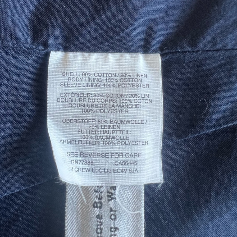 J. Crew Blue Single Button Linen Blazer Size 00 - Picture 5 of 8
